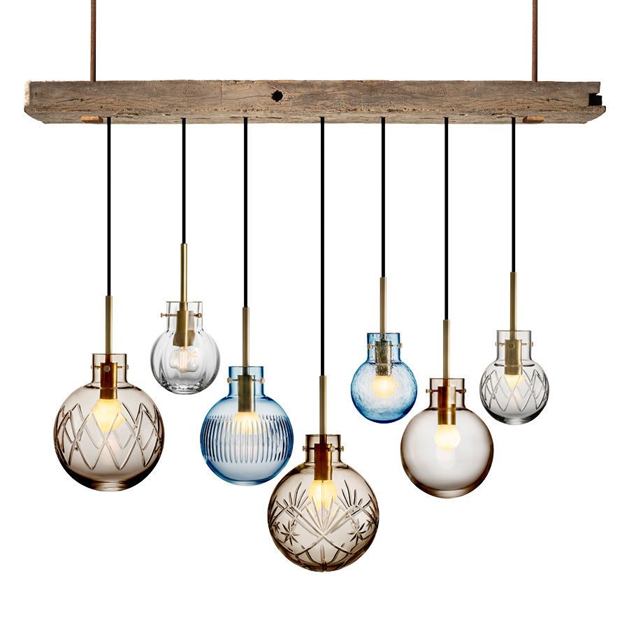 Skjærgård krystallkuler med eikebaldakin - 7 stk