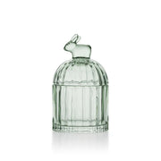 Glasskål med lokk hare 15 cm grønn klar