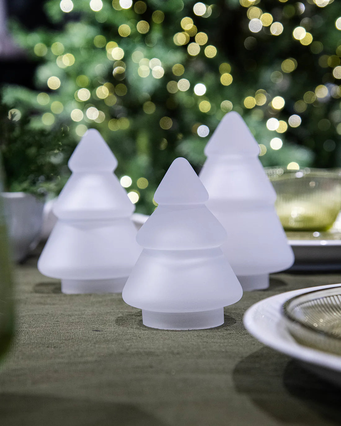 Glasstre frostet hvit 9.8 cm