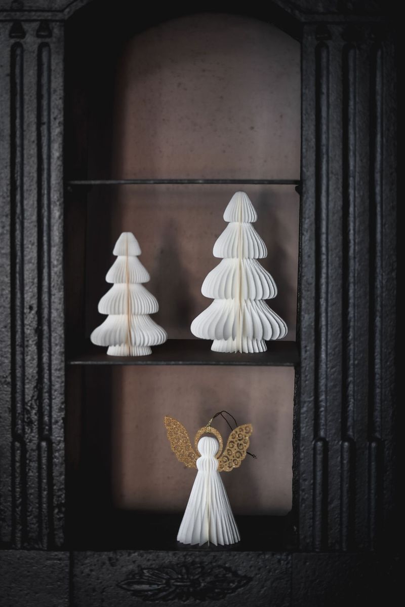 Papirengel 12 cm snø - UND